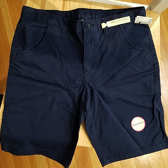 Adjustable waist navy Bermuda shorts - Picture 1 of 2